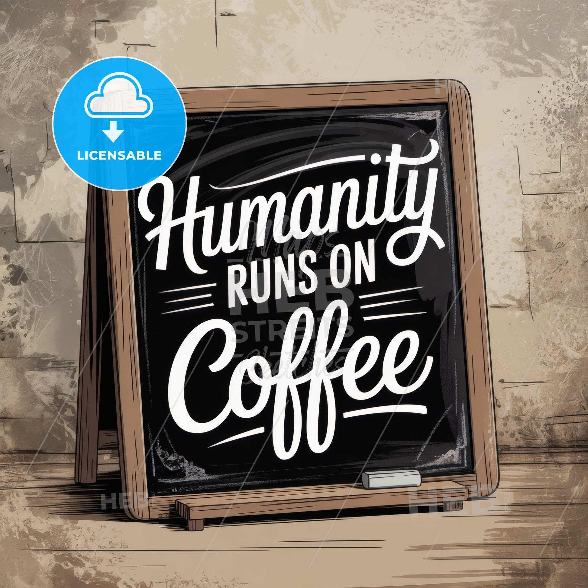 Coffee Lovers' Cafe Signage: Embracing Humanity's Dependence on Coffee for Daily Energy and Inspiration.
