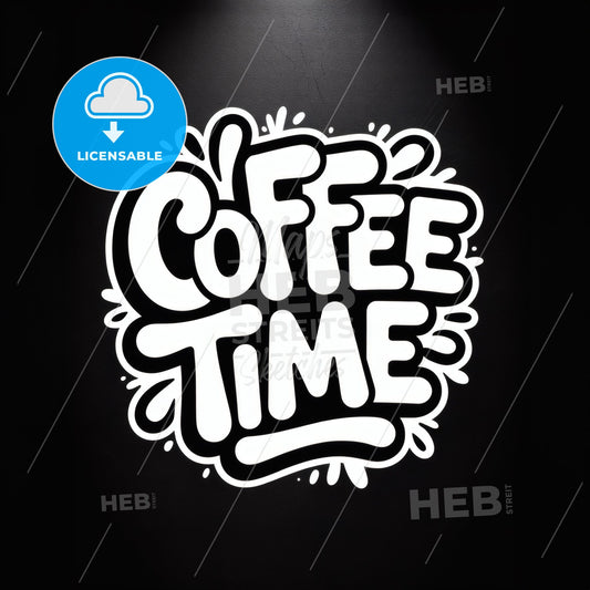 Coffee Time: Bold White Typography on a Black Background for a Modern Café Atmosphere.