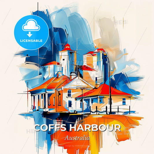 Vibrant Coffs Harbour, Australia - A Painting Of A Building - Square format print template