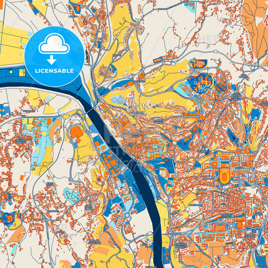 Colorful Coimbra Street Map with Labels and Buildings