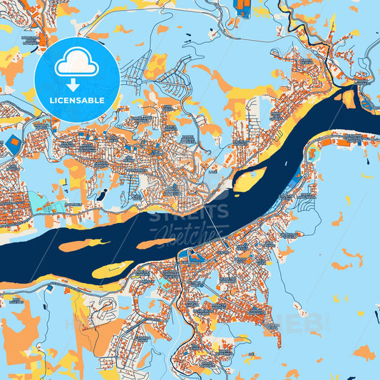 Colorful Colatina Street Map with Labels and Buildings