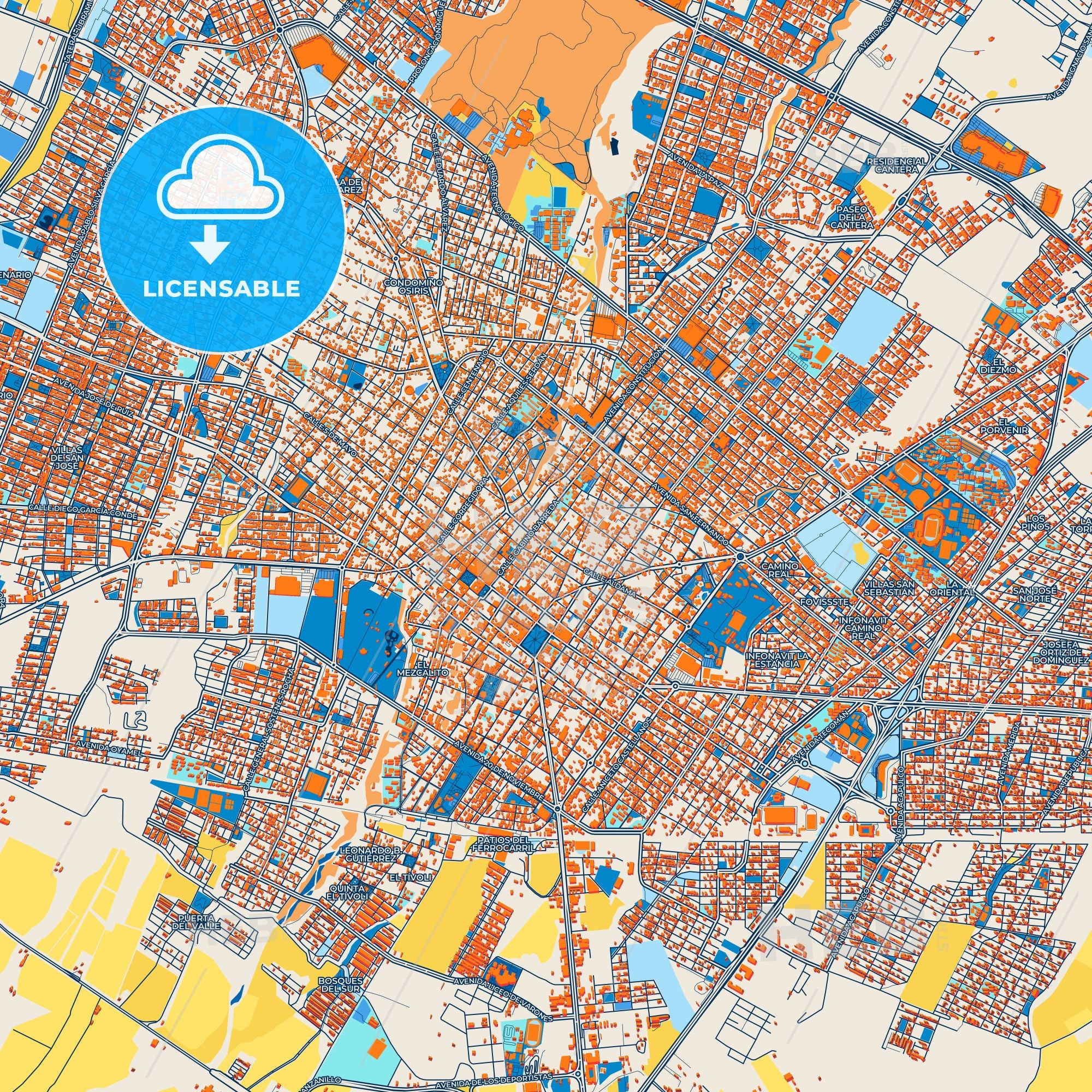 Colima Map Printable Colorful Colima Street Map With Labels And Buildings – HEBSTREITS
