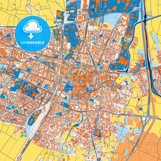 Colorful Colmar Street Map with Labels and Buildings