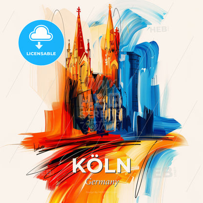 Vibrant Köln, Germany - A Painting Of A Castle - Square format print template