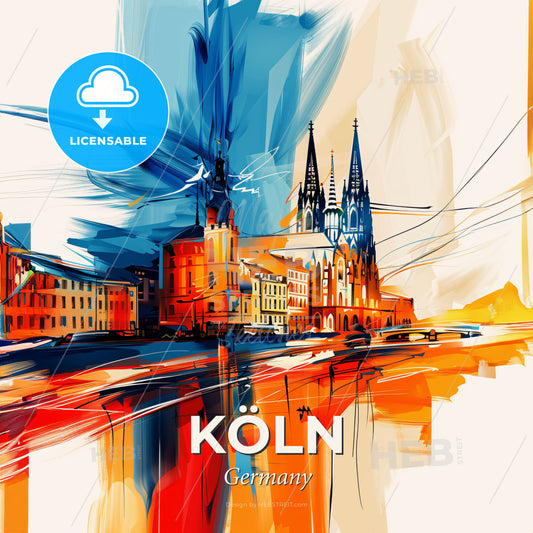 Vibrant Köln, Germany - A Painting Of A City - Square format print template