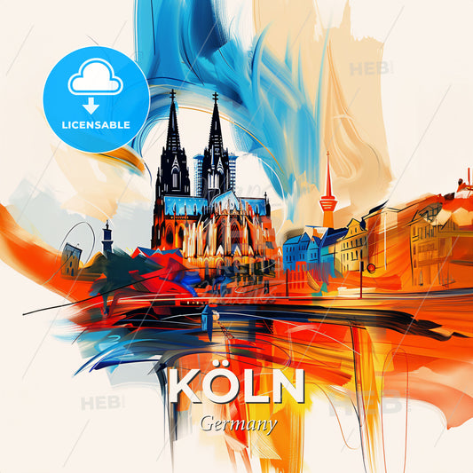 Vibrant Köln, Germany - A Painting Of A City - Square format print template