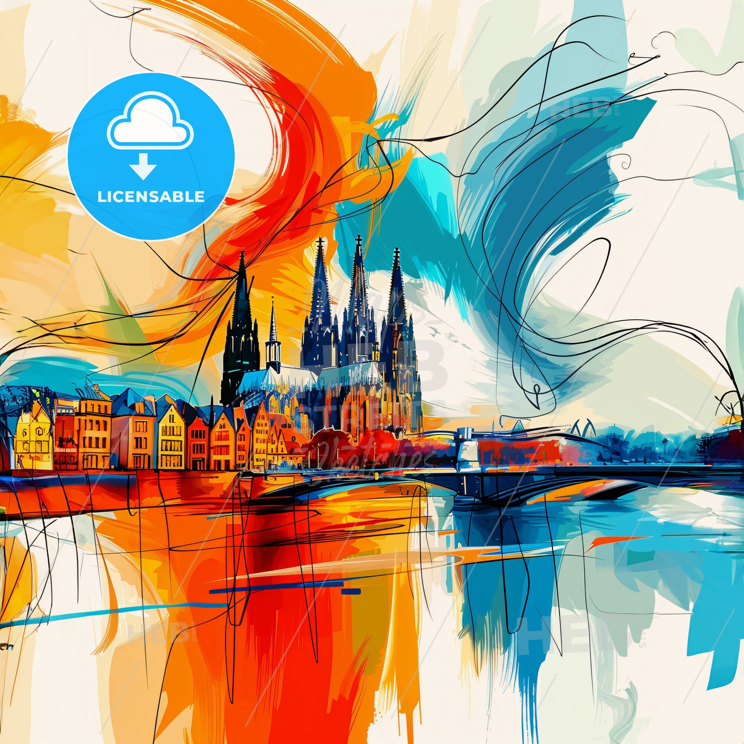 Vibrant Köln, Germany - A Colorful Painting Of A City