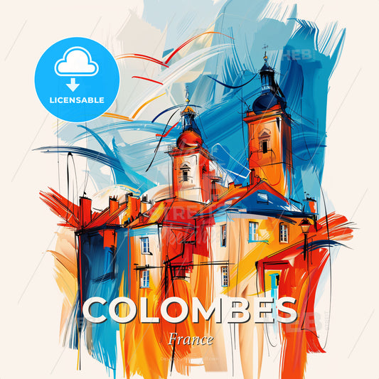 Vibrant Colombes, France - A Painting Of A Building - Square format print template