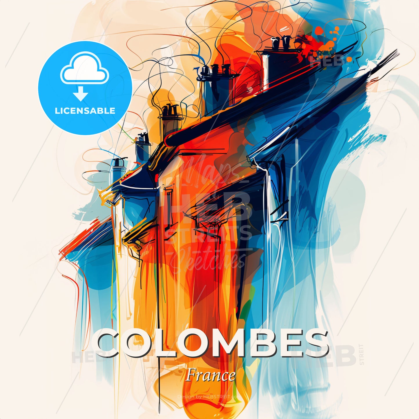 Vibrant Colombes, France - A Group Of Buildings With Smoke Coming Out Of Them - Square format print template