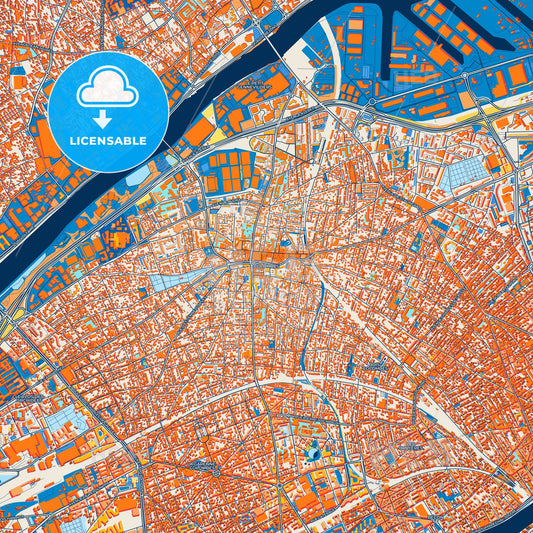 Colorful Colombes Street Map with Labels and Buildings