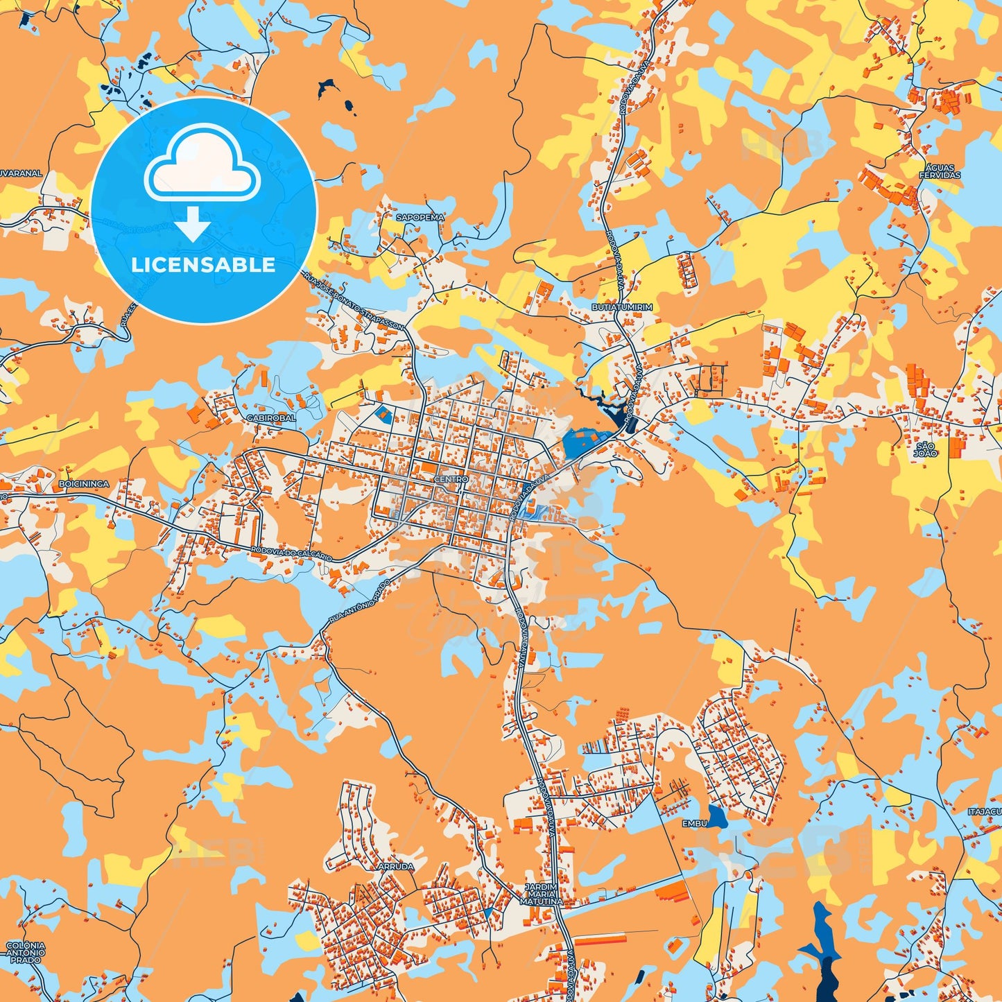 Colorful Colombo Street Map with Labels and Buildings