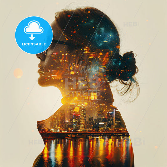 Color Me Curious - A woman with a cityscape in the background