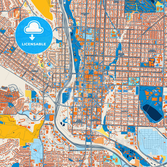 Colorful Colorado Springs Street Map with Labels and Buildings