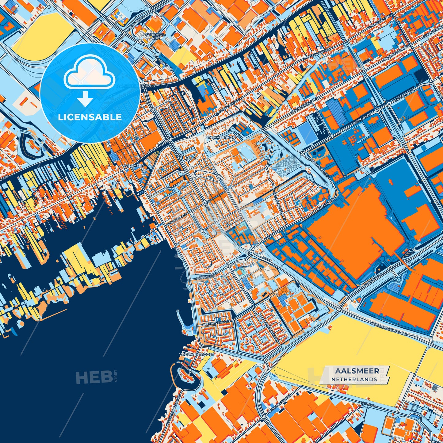 Canvas Print Template of Aalsmeer Street Map