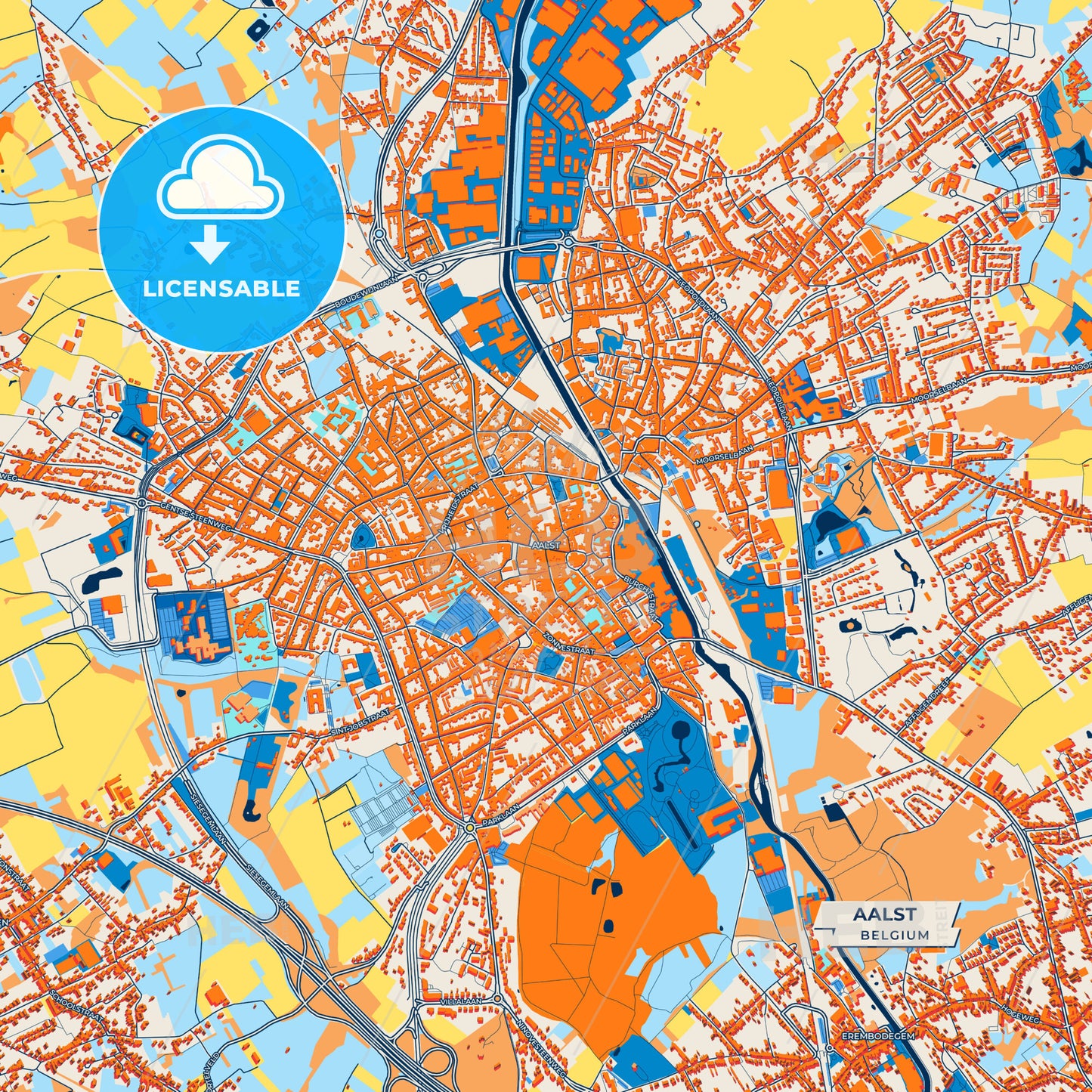 Canvas Print Template of Aalst Street Map