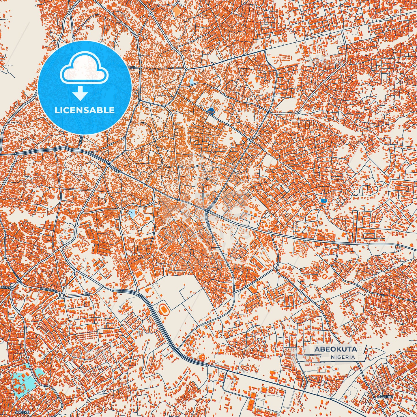 Canvas Print Template of Abeokuta Street Map