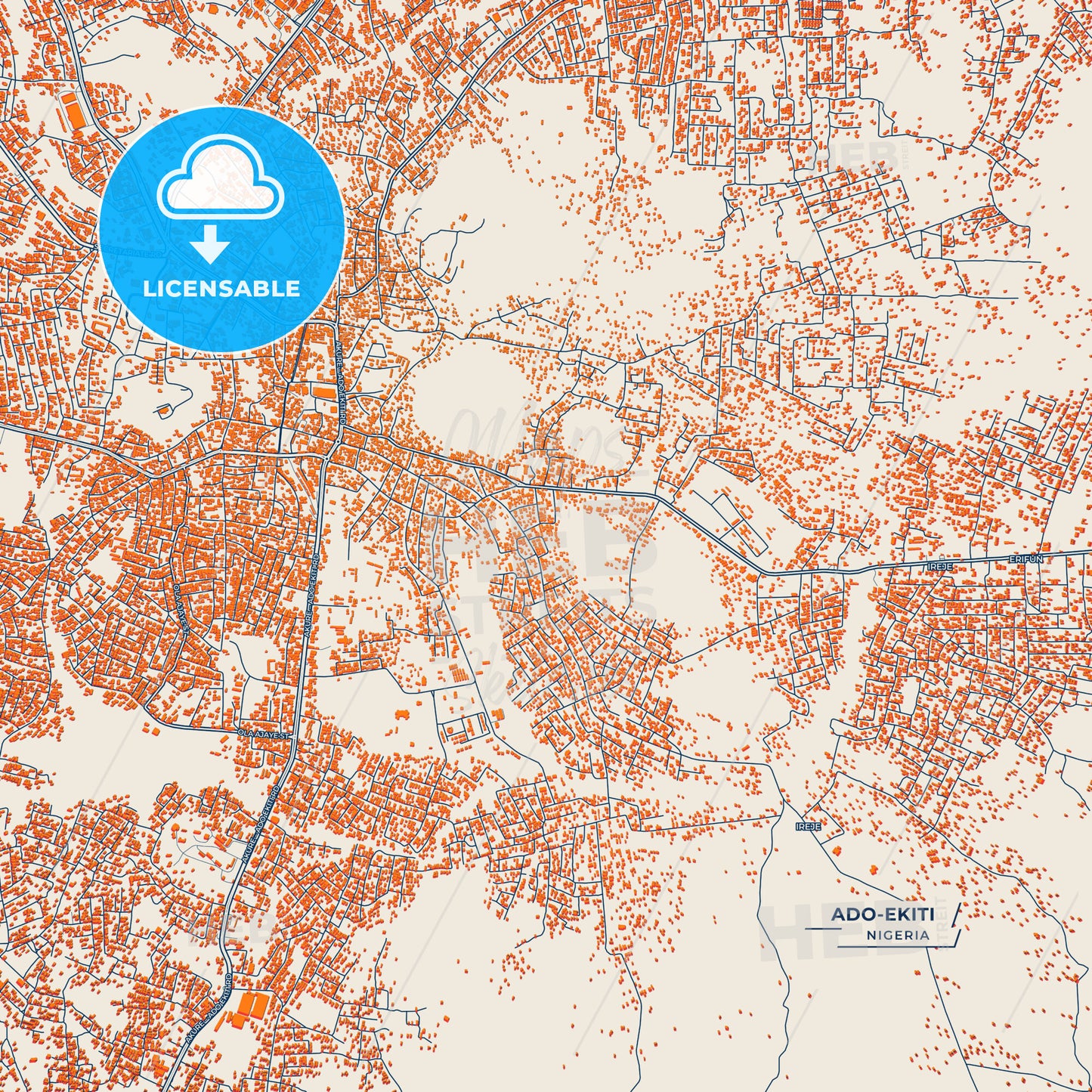Canvas Print Template of Ado-Ekiti Street Map