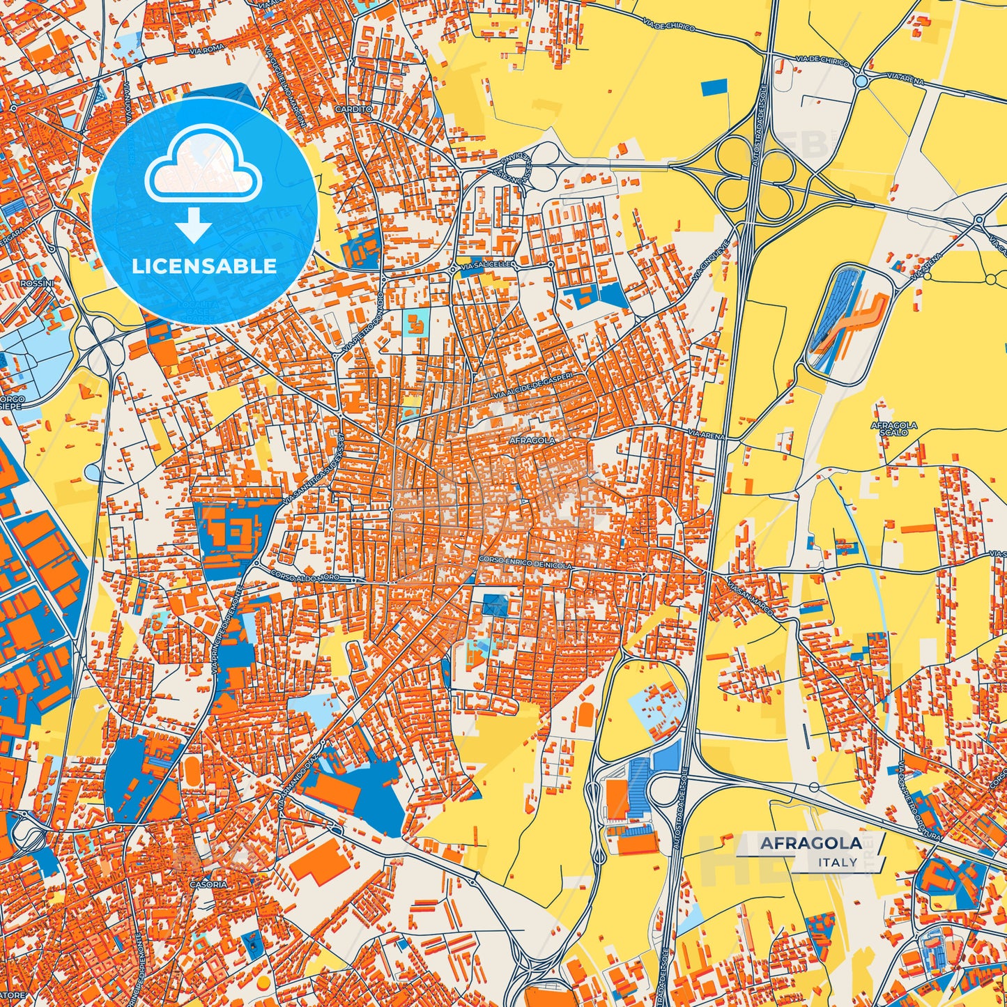 Canvas Print Template of Afragola Street Map