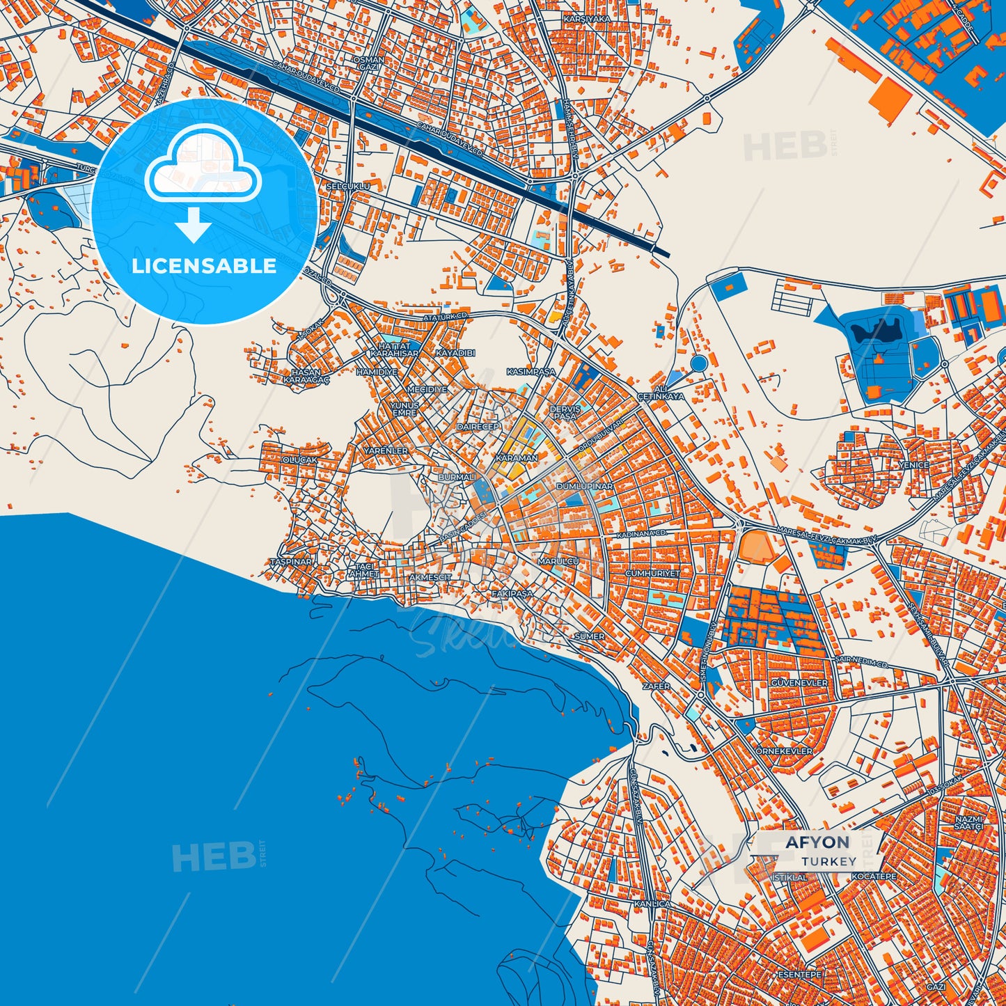Canvas Print Template of Afyon Street Map