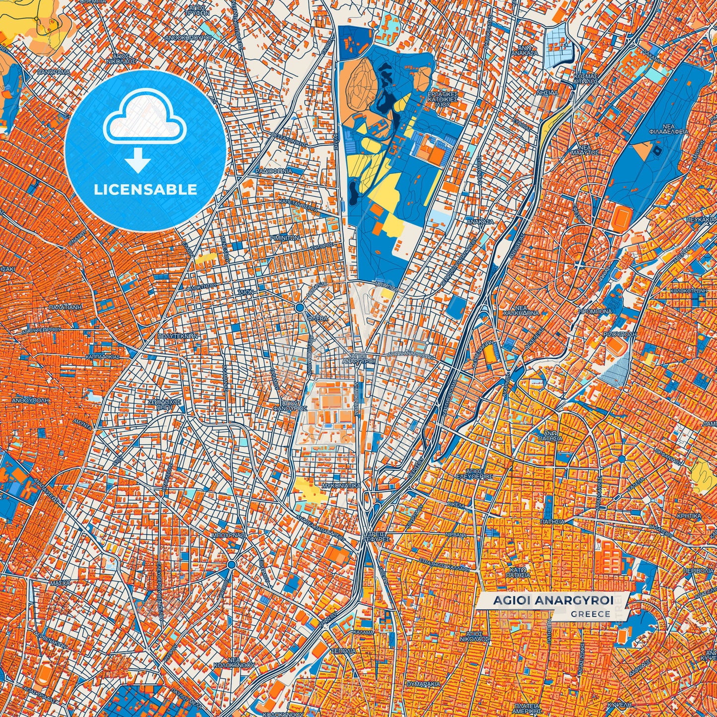 Canvas Print Template of Agioi Anargyroi Street Map
