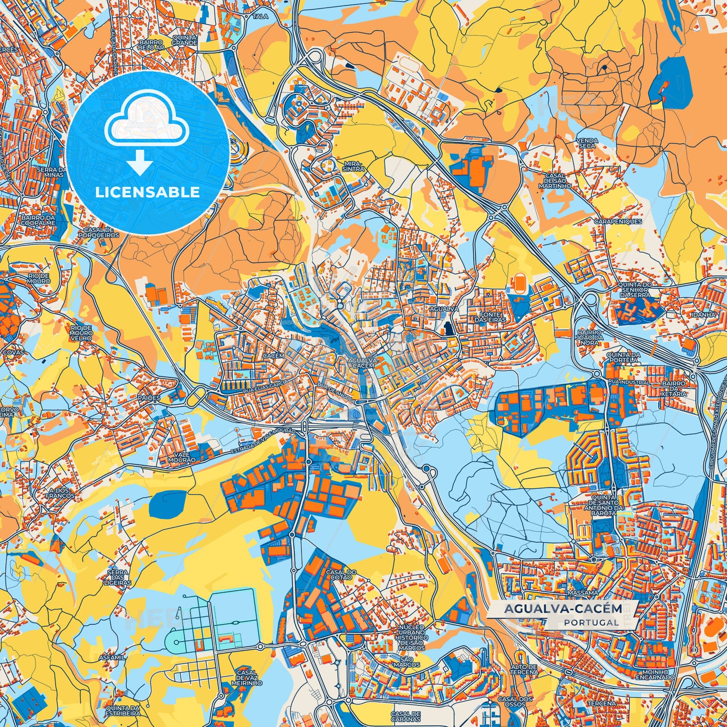 Canvas Print Template of Agualva-Cacém Street Map