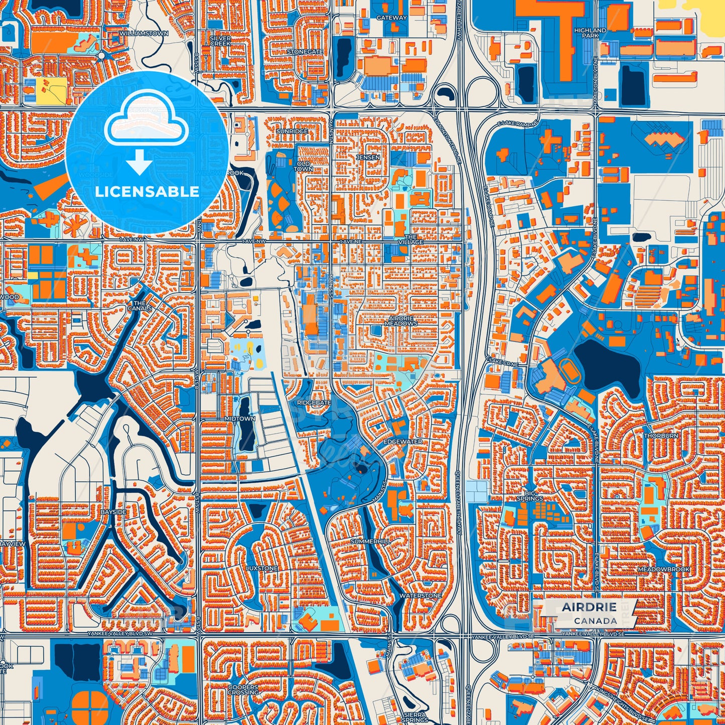 Canvas Print Template of Airdrie Street Map