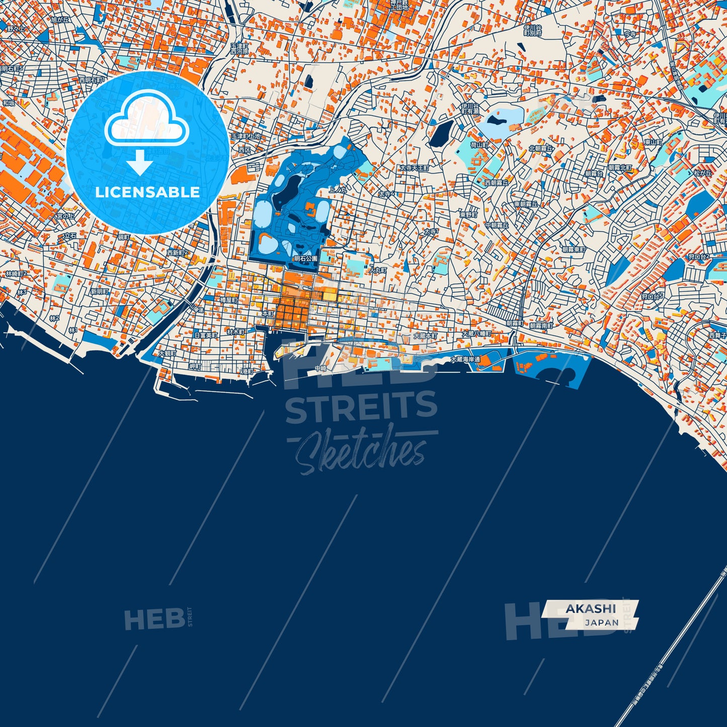 Canvas Print Template of Akashi Street Map