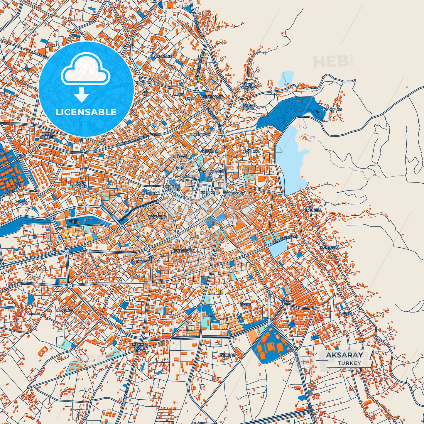 Canvas Print Template of Aksaray Street Map