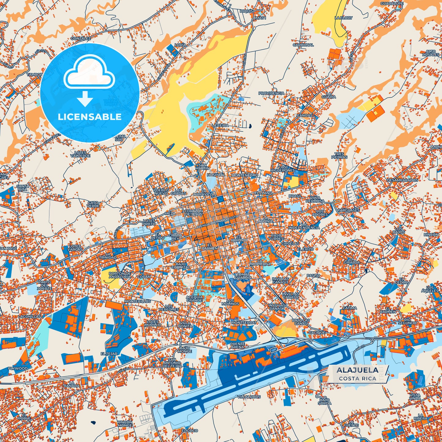 Canvas Print Template of Alajuela Street Map