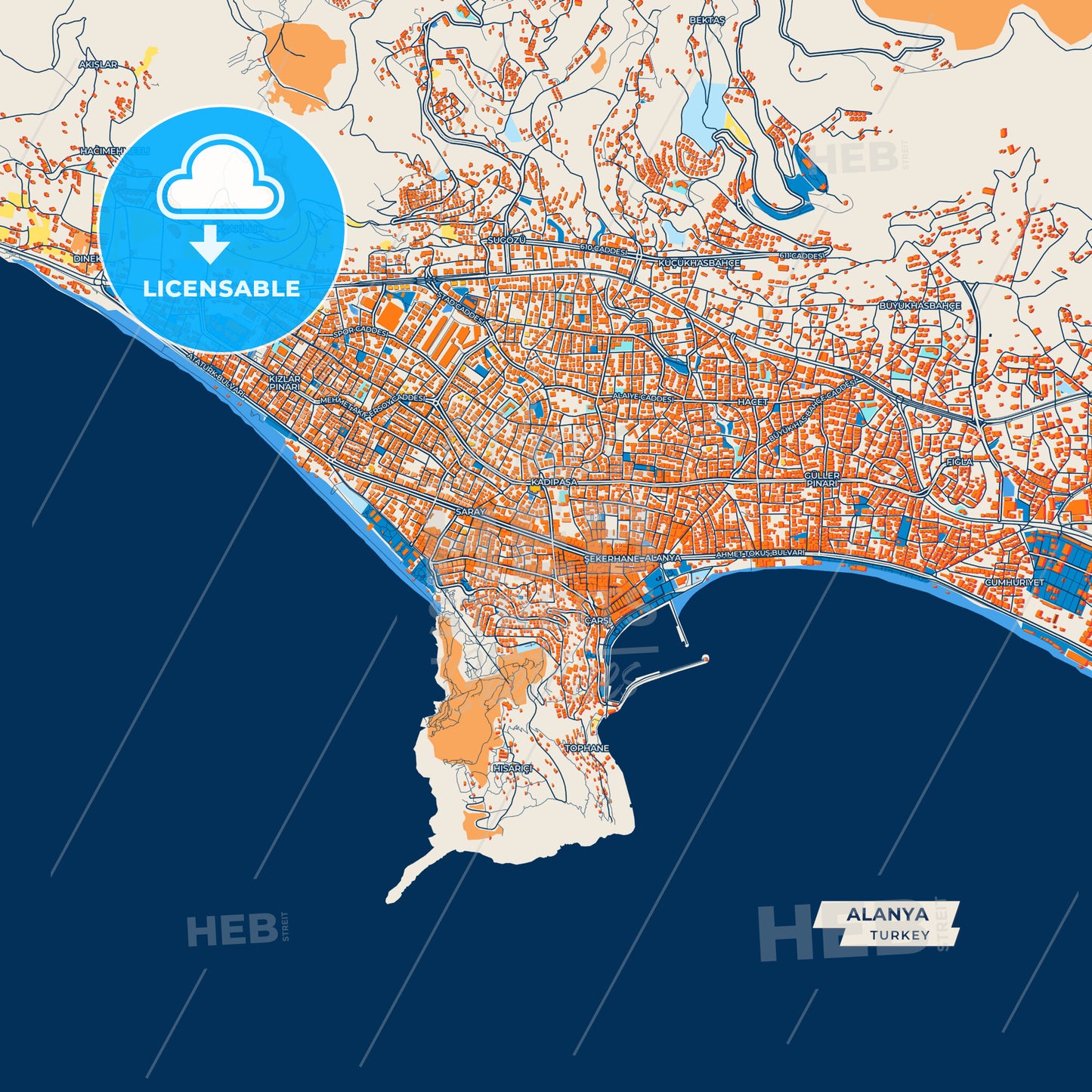 Canvas Print Template of Alanya Street Map