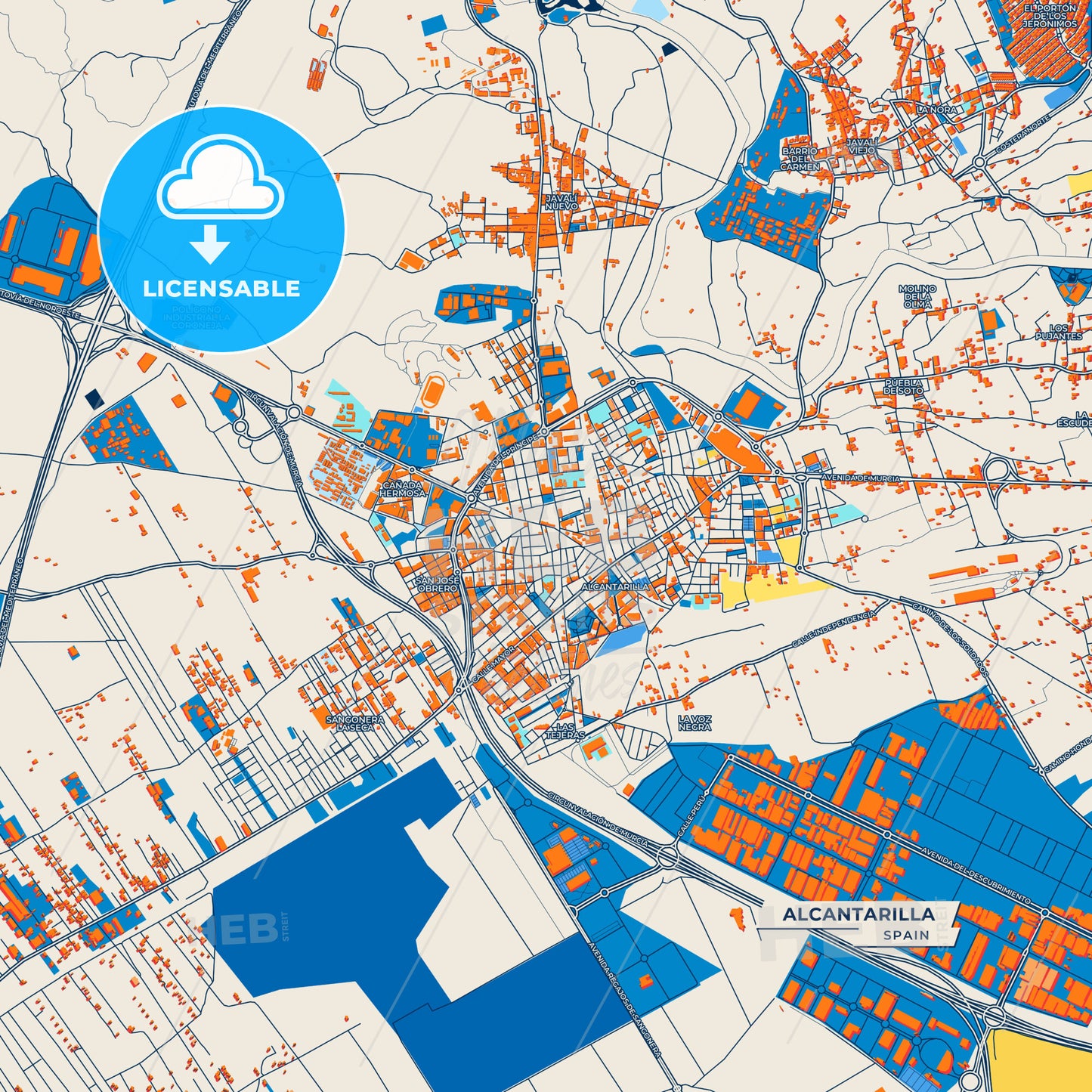 Canvas Print Template of Alcantarilla Street Map