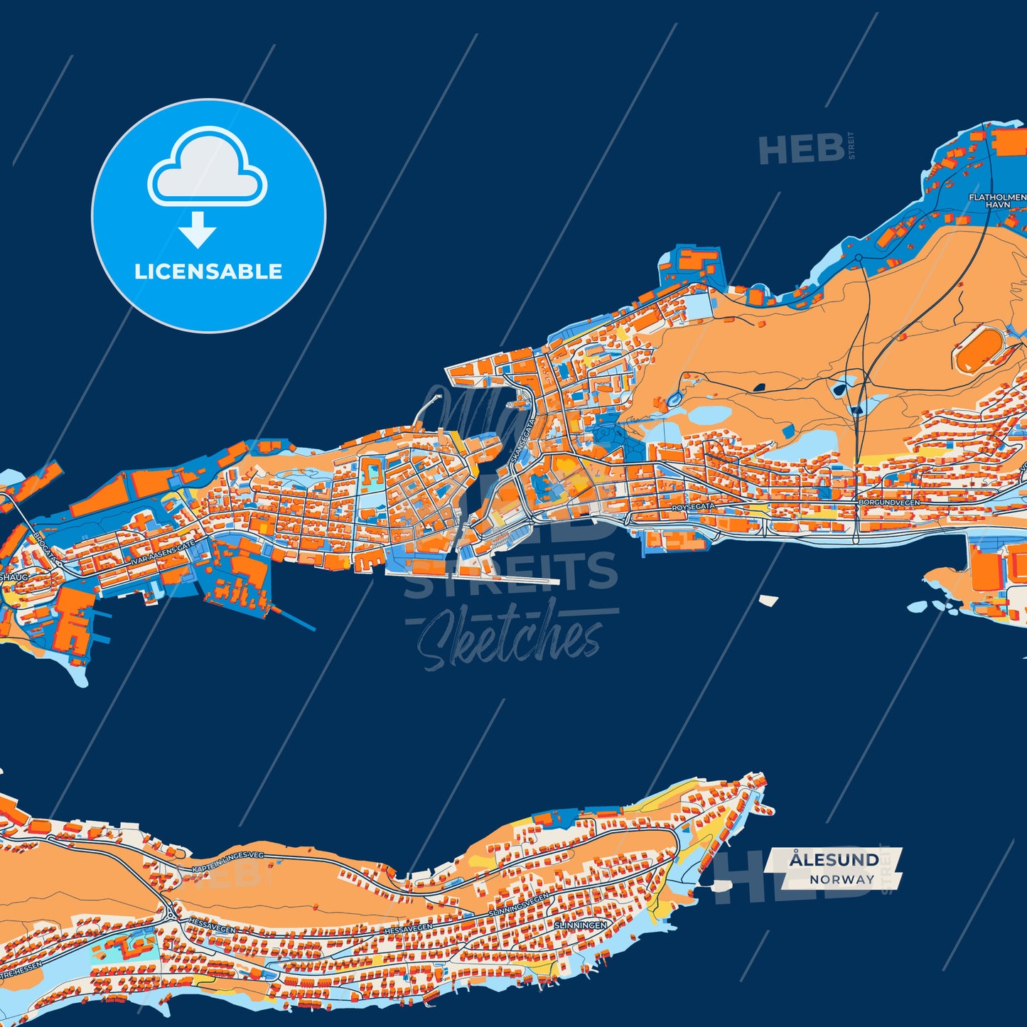 Canvas Print Template of Ålesund Street Map