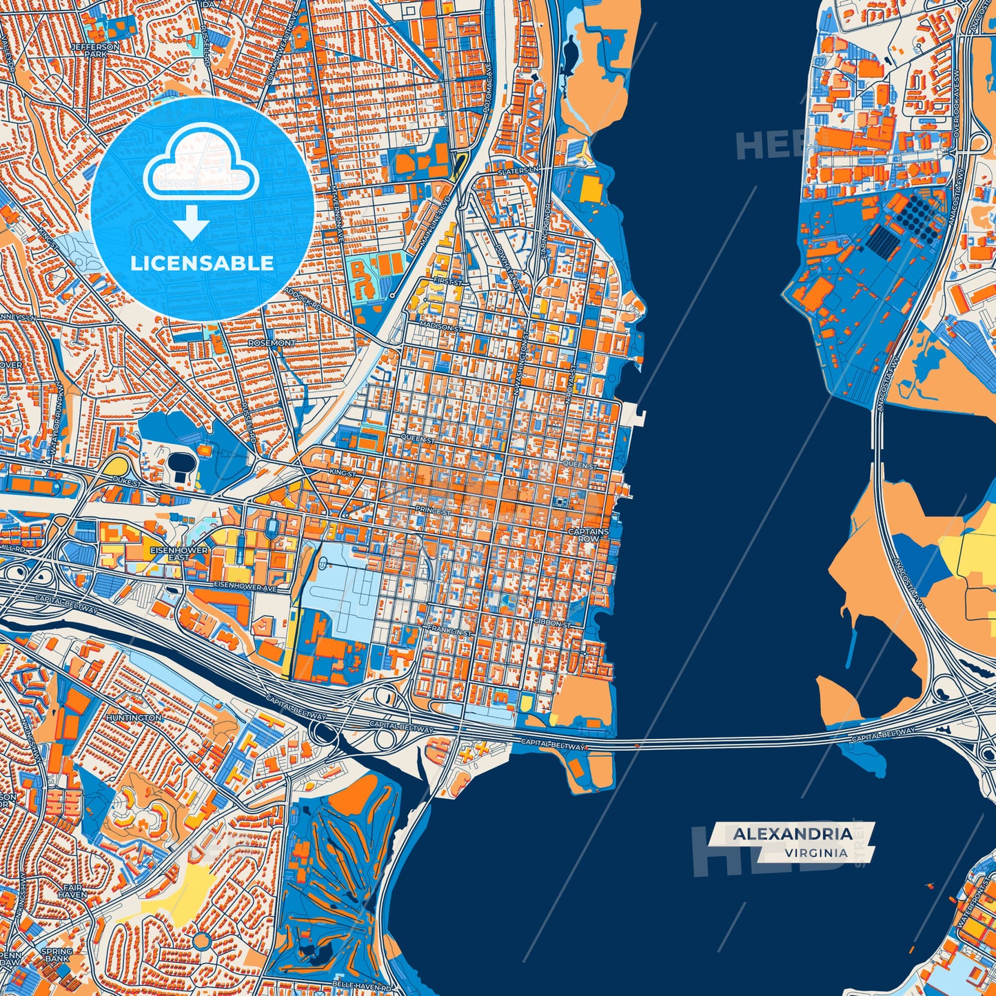 Canvas Print Template of Alexandria Street Map