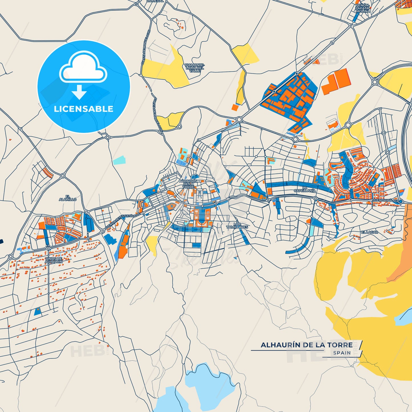 Canvas Print Template of Alhaurín de la Torre Street Map