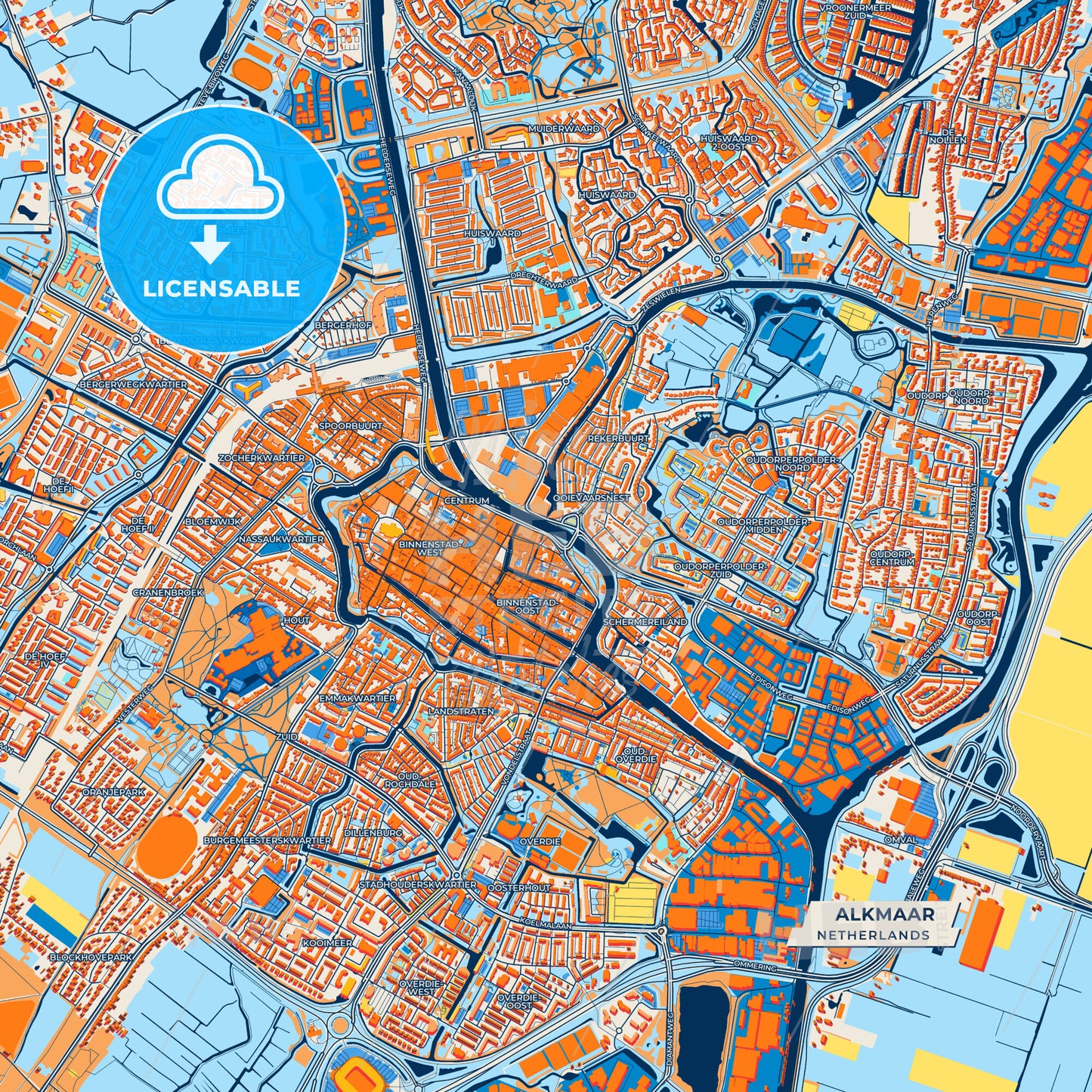 Canvas Print Template of Alkmaar Street Map