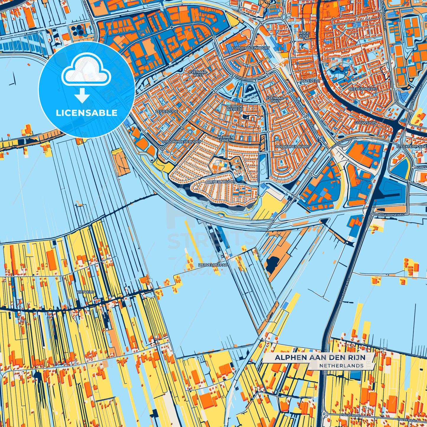 Canvas Print Template of Alphen aan den Rijn Street Map