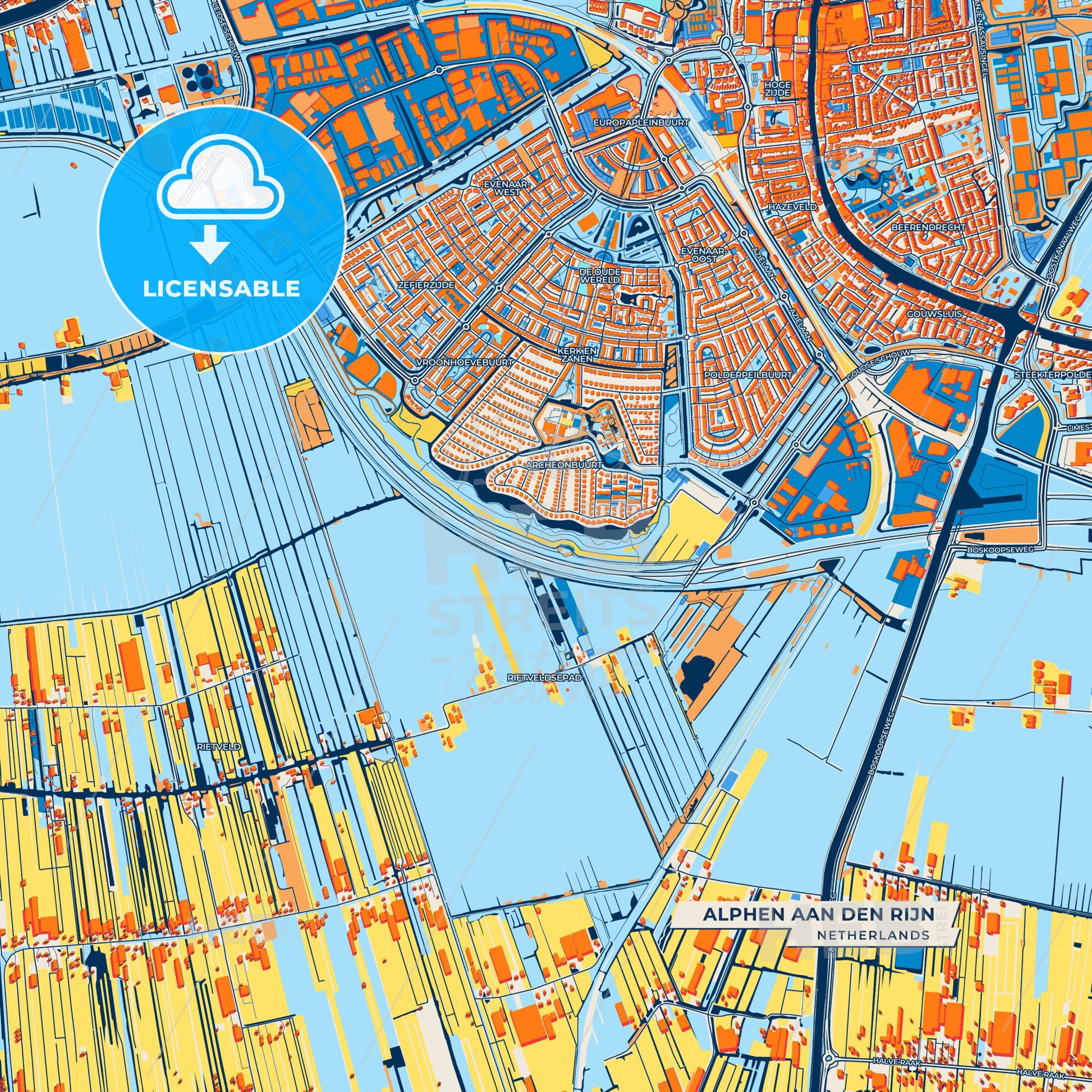 Canvas Print Template of Alphen aan den Rijn Street Map