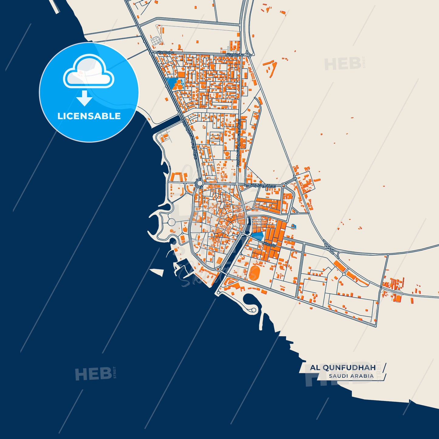 Canvas Print Template of Al Qunfudhah Street Map