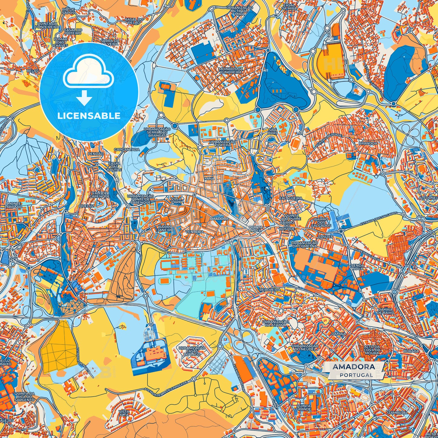 Canvas Print Template of Amadora Street Map