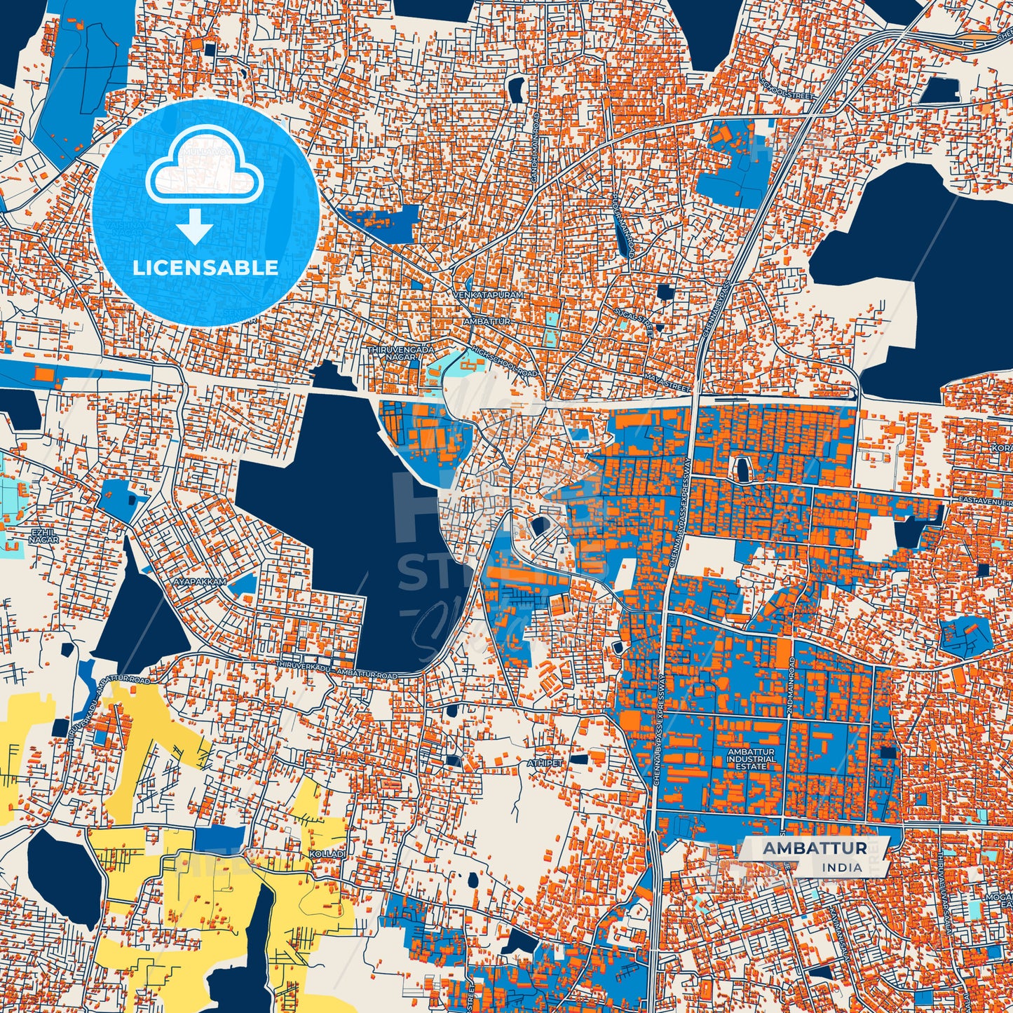 Canvas Print Template of Ambattur Street Map