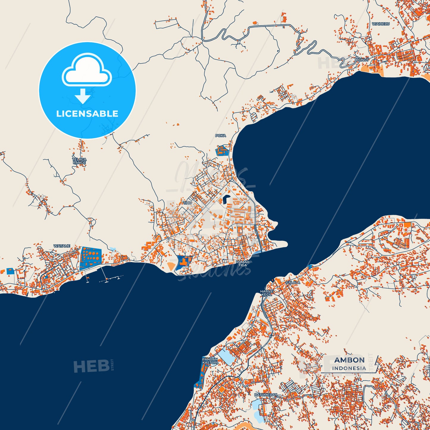 Canvas Print Template of Ambon Street Map