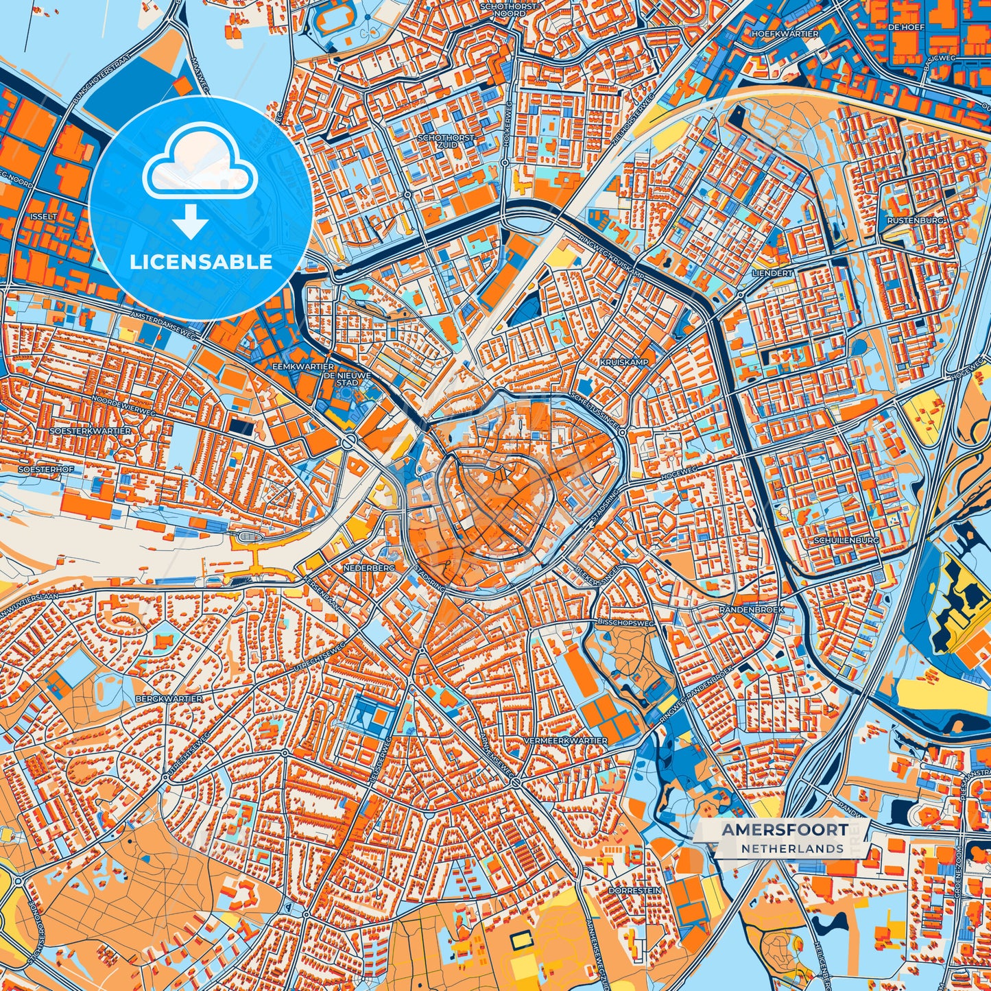 Canvas Print Template of Amersfoort Street Map