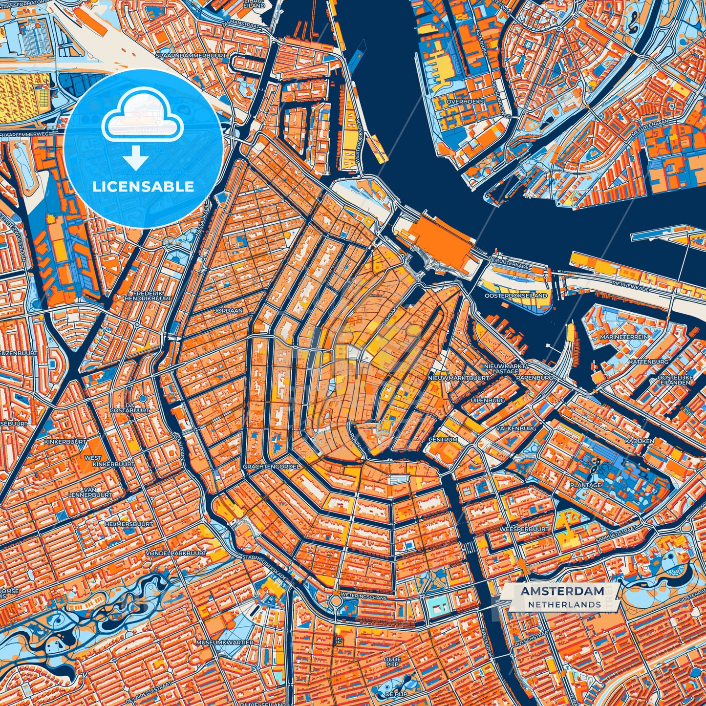 Canvas Print Template of Amsterdam Street Map