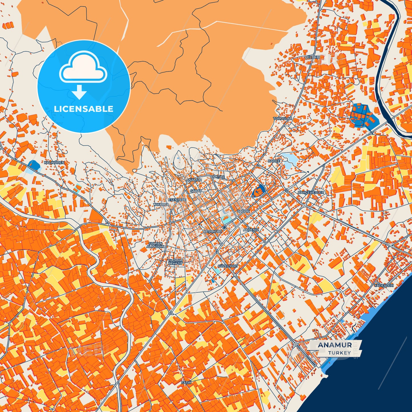Canvas Print Template of Anamur Street Map