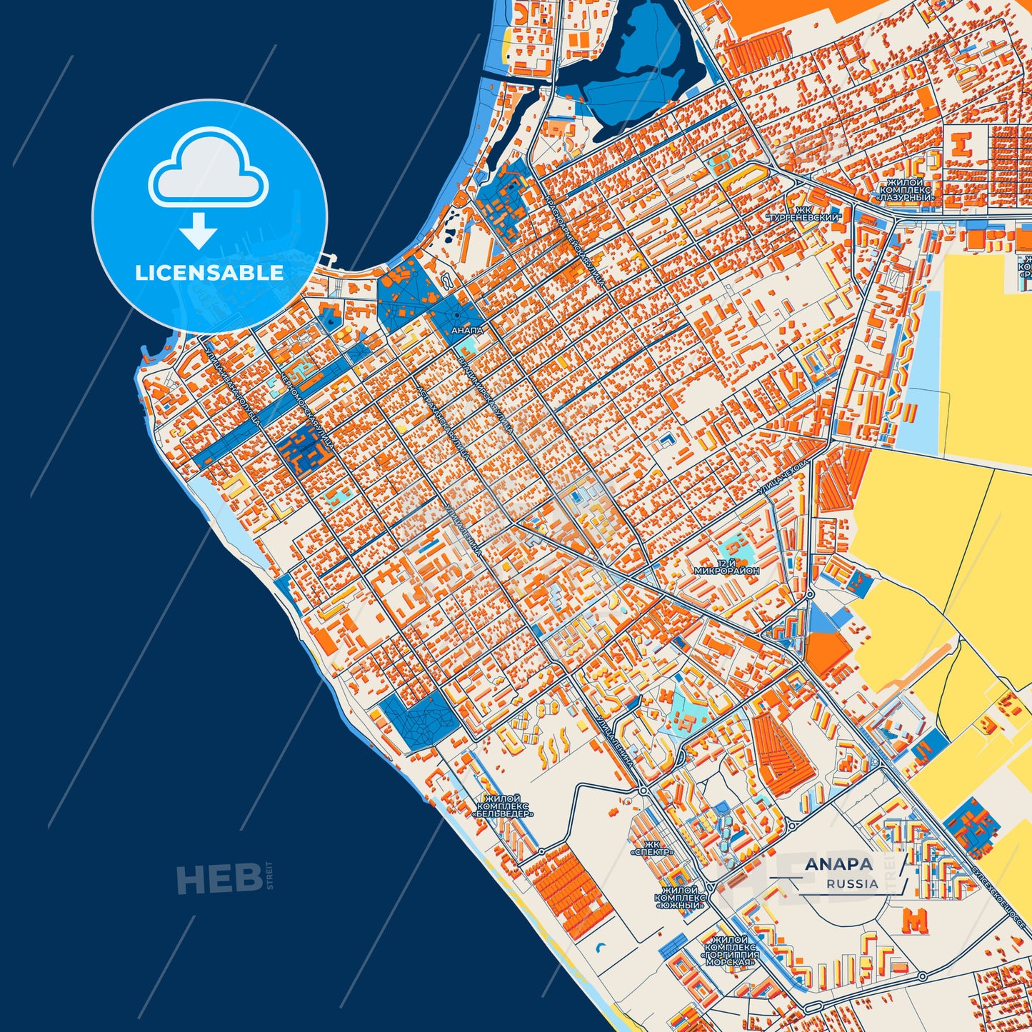 Canvas Print Template of Anapa Street Map