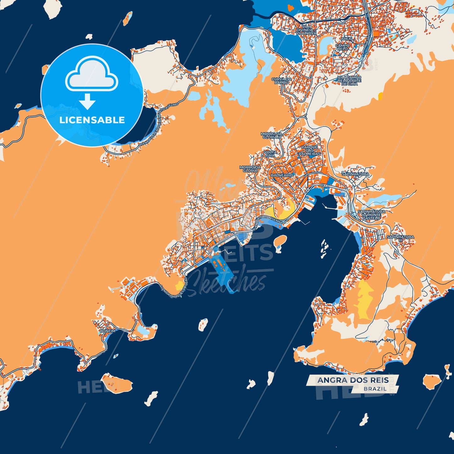 Canvas Print Template of Angra dos Reis Street Map