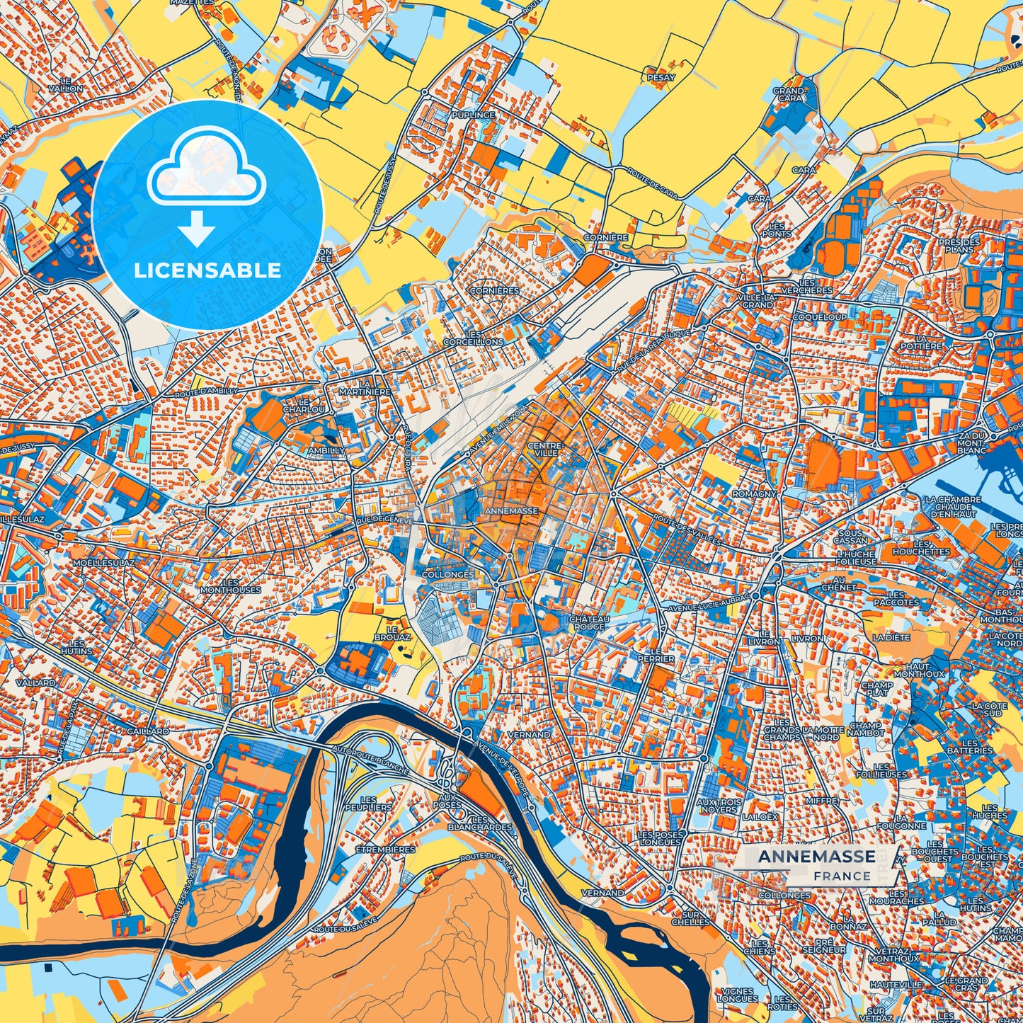 Canvas Print Template of Annemasse Street Map