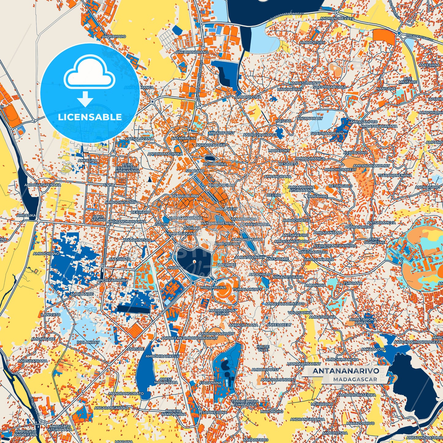 Canvas Print Template of Antananarivo Street Map