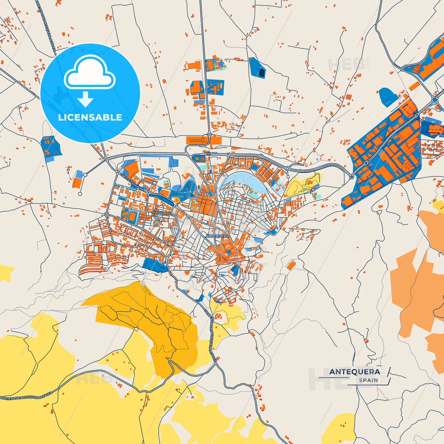 Canvas Print Template of Antequera Street Map