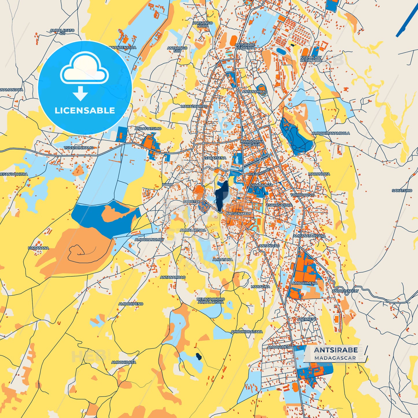 Canvas Print Template of Antsirabe Street Map
